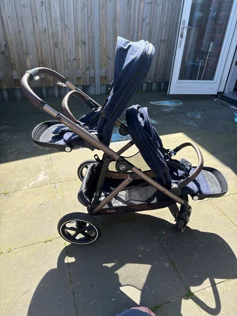 Cybex Gazelle S Duo Kinderwagen Navy Blue met Reismandje, Gebruikt, Duowagen, Combiwagen, Ophalen