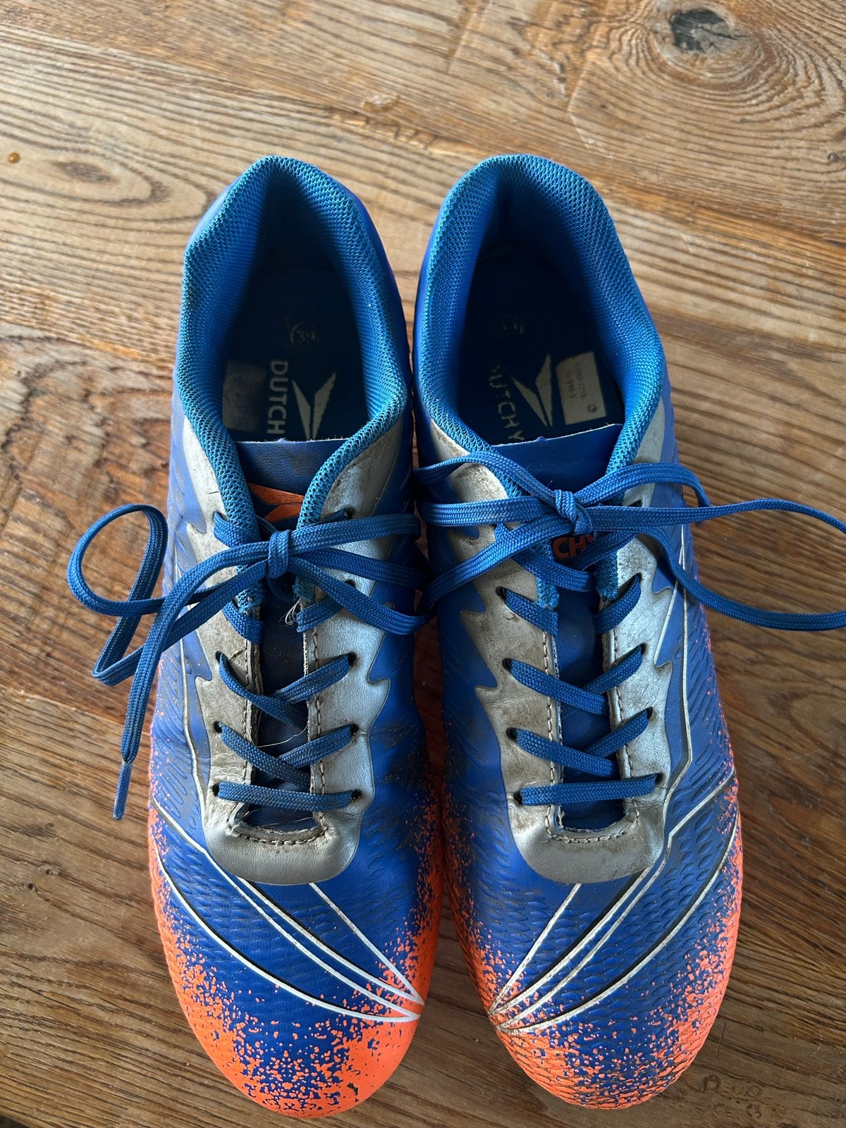 Dutchi Voetbalschoenen - Blauw/Oranje, Maat XS of kleiner, Ophalen of Verzenden, Gebruikt, Schoenen