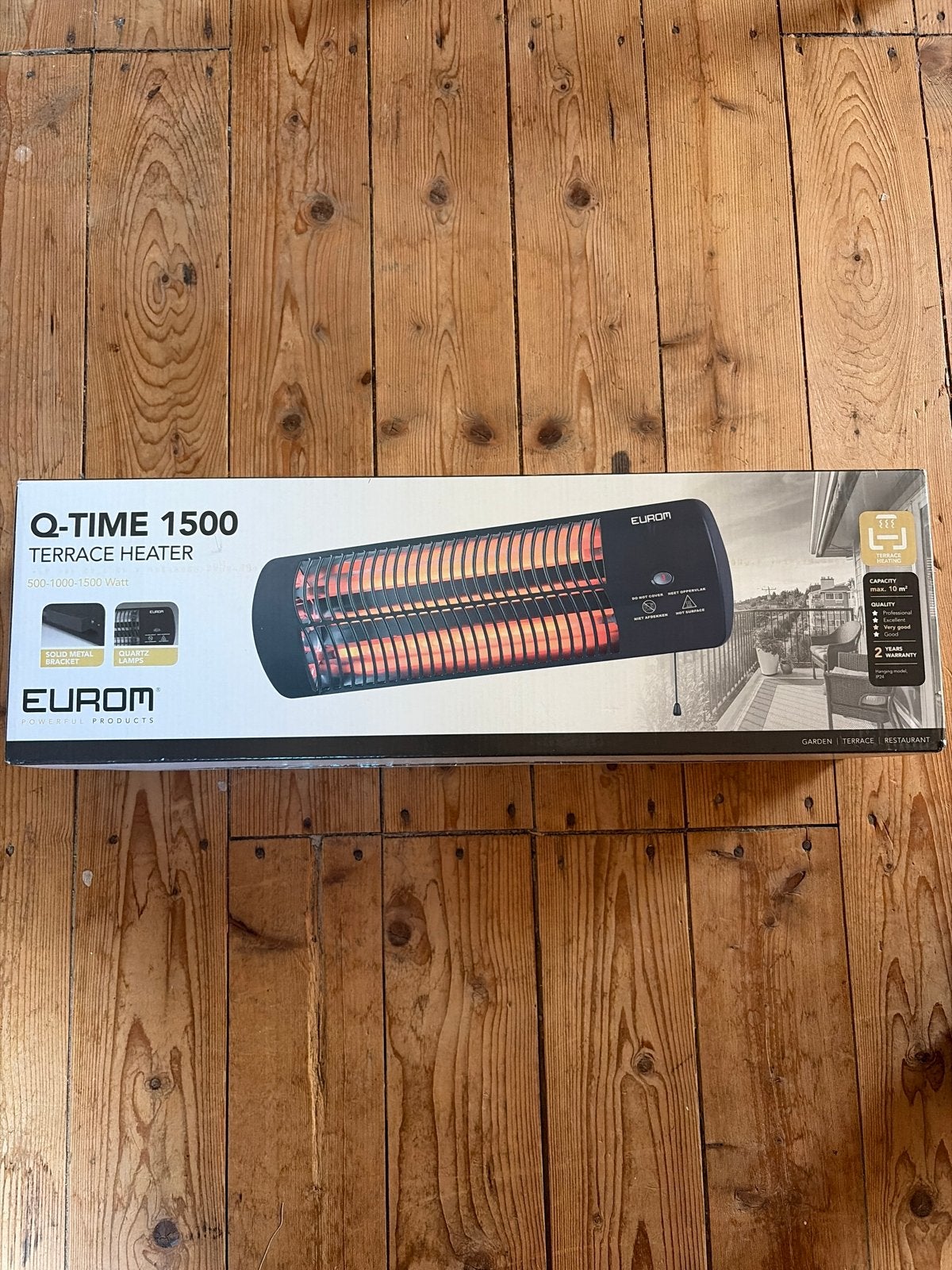 Eurom Q-Time 1500 Terrasverwarmer, Ophalen of Verzenden, Nieuw, Elektrisch, Wand