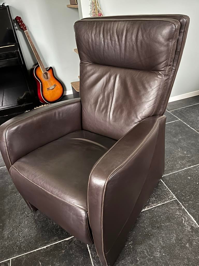 Mooie leren relaxfauteuil - 70x76x100 cm, Ophalen, Gebruikt, Bruin, Leer