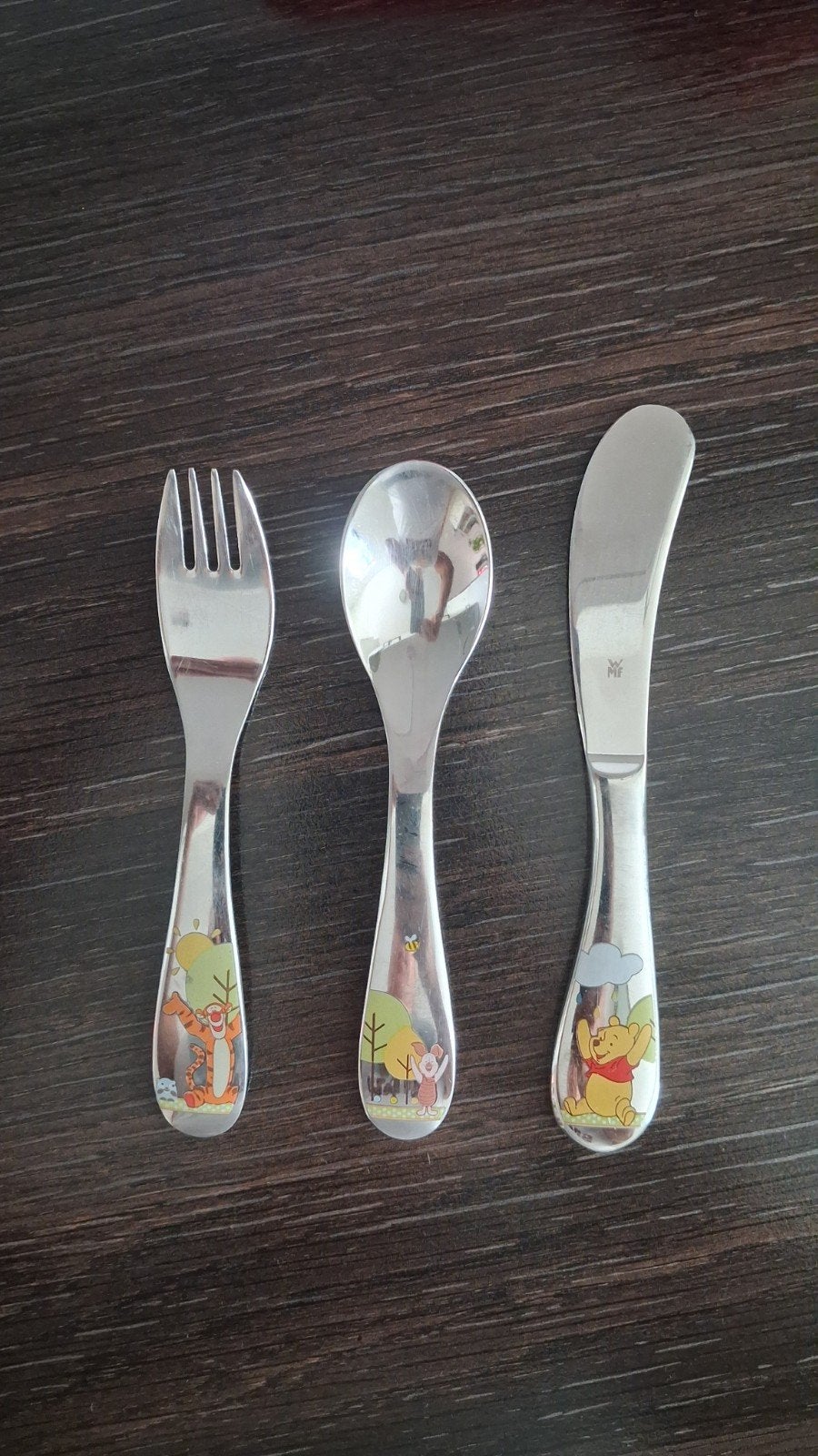 kinderbestek Winnie the Pooh, Ophalen of Verzenden, Zo goed als nieuw, Rvs of Chroom, Bestekset
