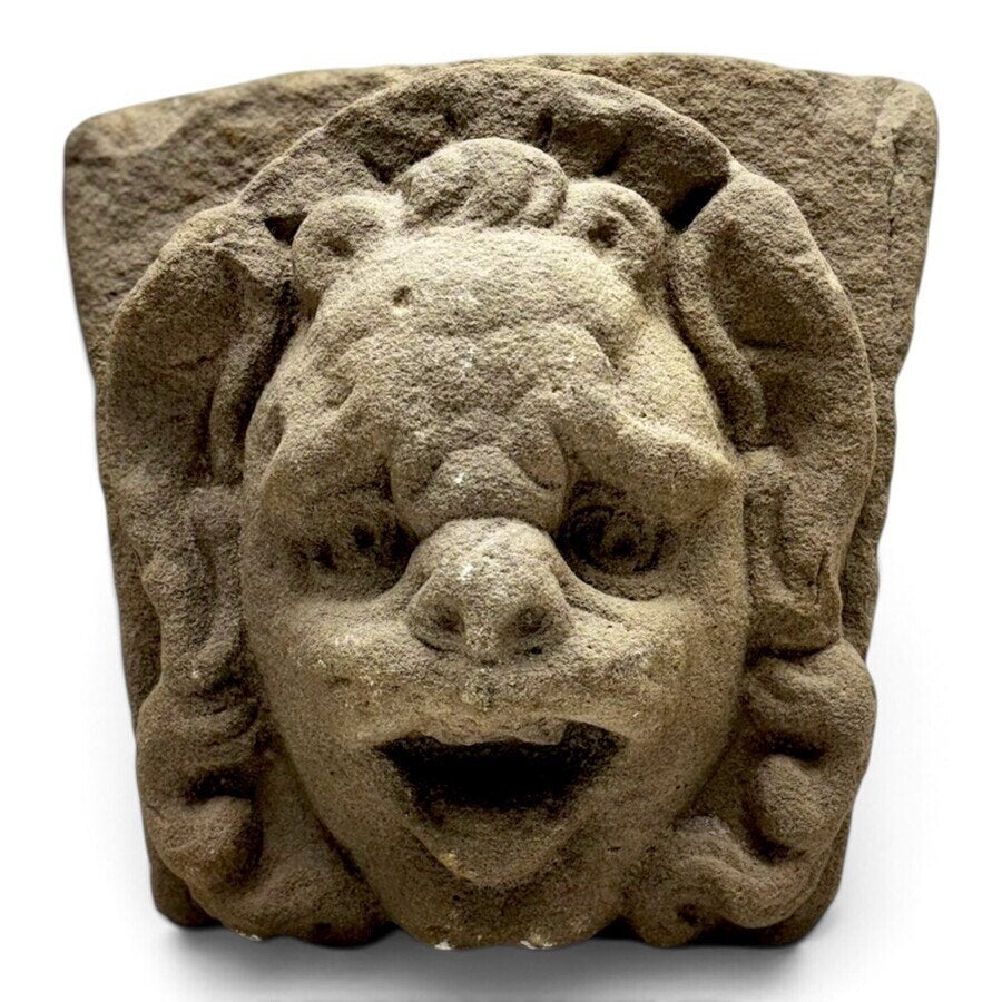 Zandstenen gevelsteen leeuwenkop, Ophalen of Verzenden