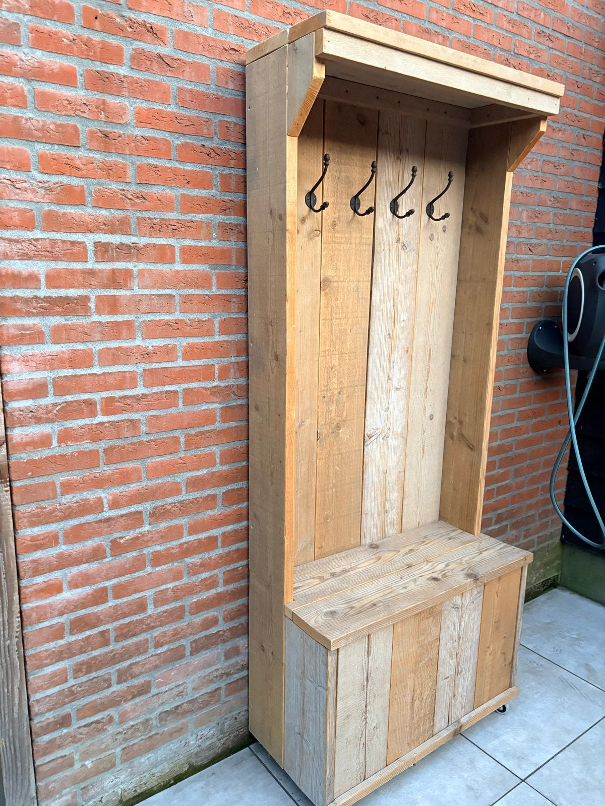 Houten kapstok met opbergruimte, Ophalen, Gebruikt, 200 cm of meer, Staande kapstok