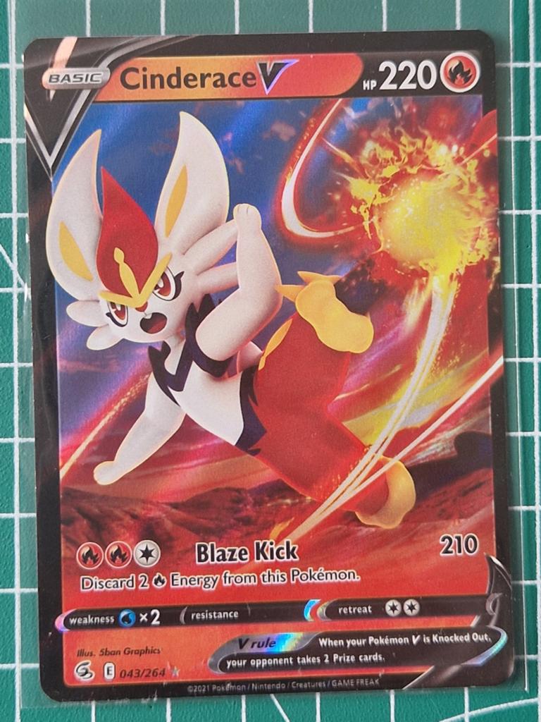 pokemon kaart, Cinderace V, #043/264, Hobby en Vrije tijd, Verzamelkaartspellen | Pokémon, Ophalen of Verzenden, Zo goed als nieuw