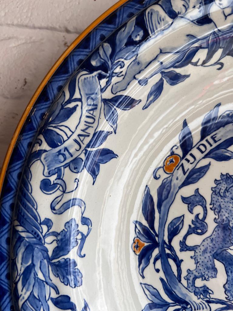 Delfts Blauw Porseleyn Fles Herdenkingsbord Beatrix, Antiek en Kunst, Ophalen of Verzenden