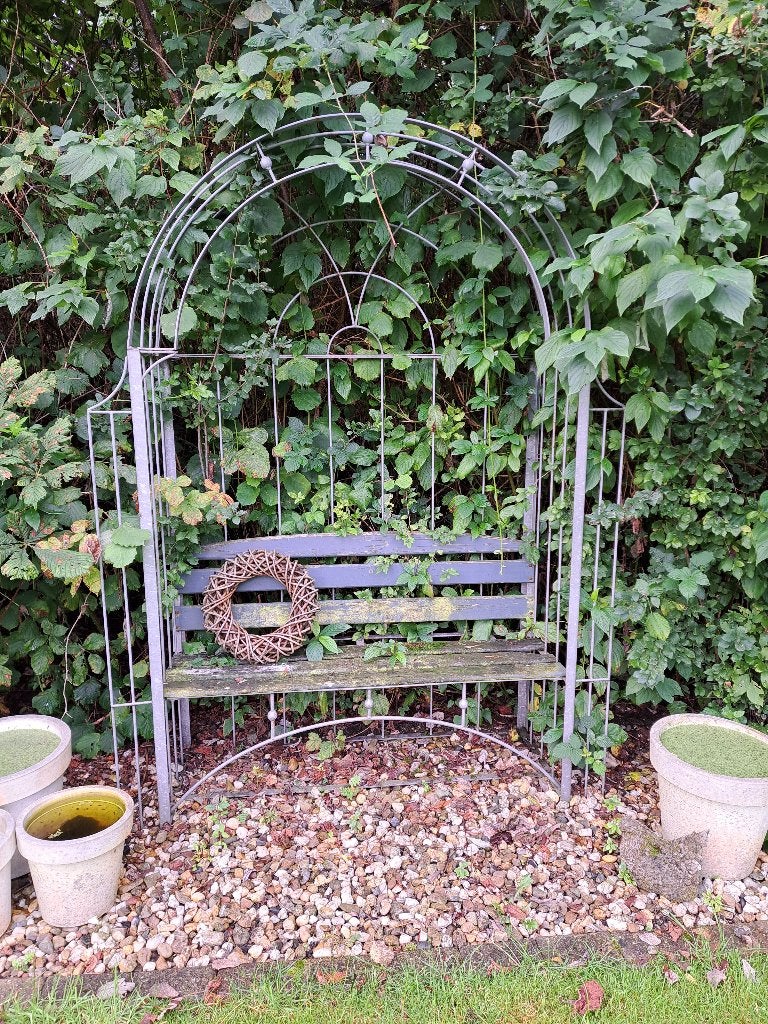 Tuinbankje met prieel, Ophalen, Gebruikt, Overige materialen