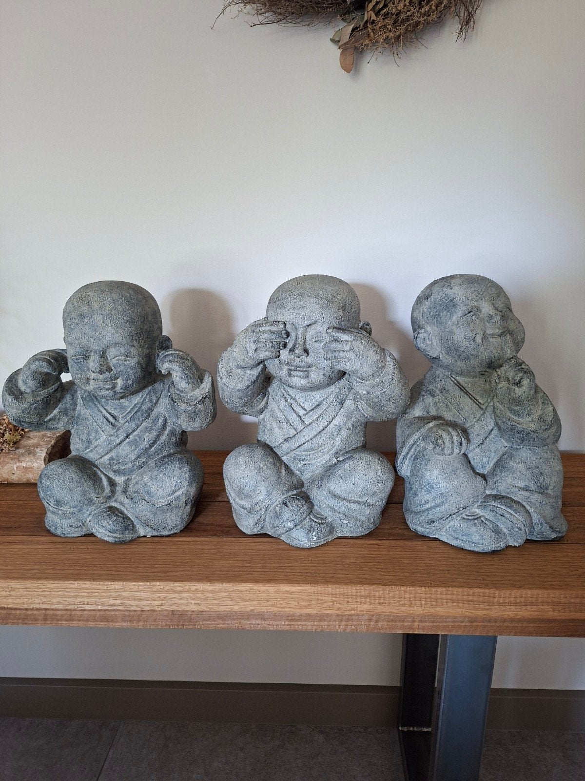 Set van 3 Boeddha beeldjes: Horen, Zien en Zwijgen, Antiek en Kunst, Ophalen, Overige onderwerpen, Handgemaakt, 20 - 50 cm