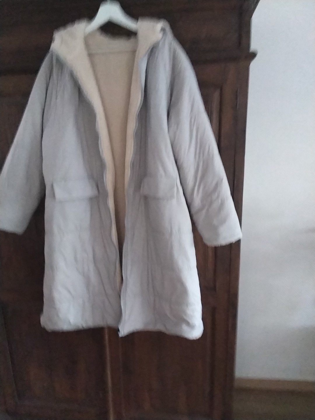 Dames jas twee zijden te dragen - crème teddy binnenkant, Ophalen of Verzenden, Zo goed als nieuw, Beige