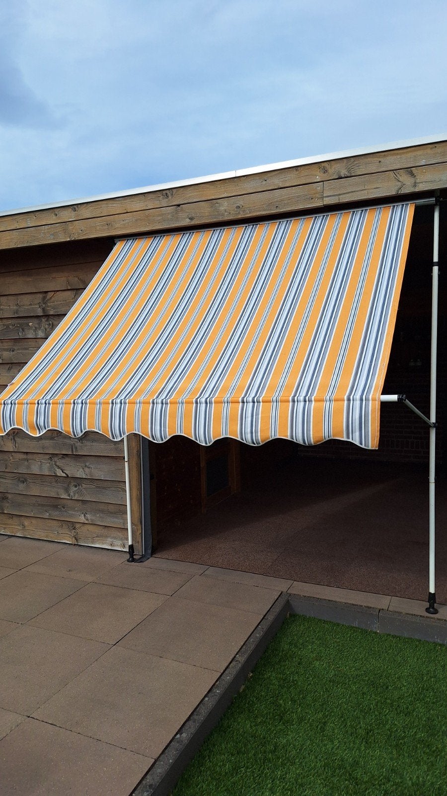Markies - Oranje/Blauw gestreept zonnescherm, Ophalen, Gebruikt, Minder dan 250 cm, 150 tot 300 cm