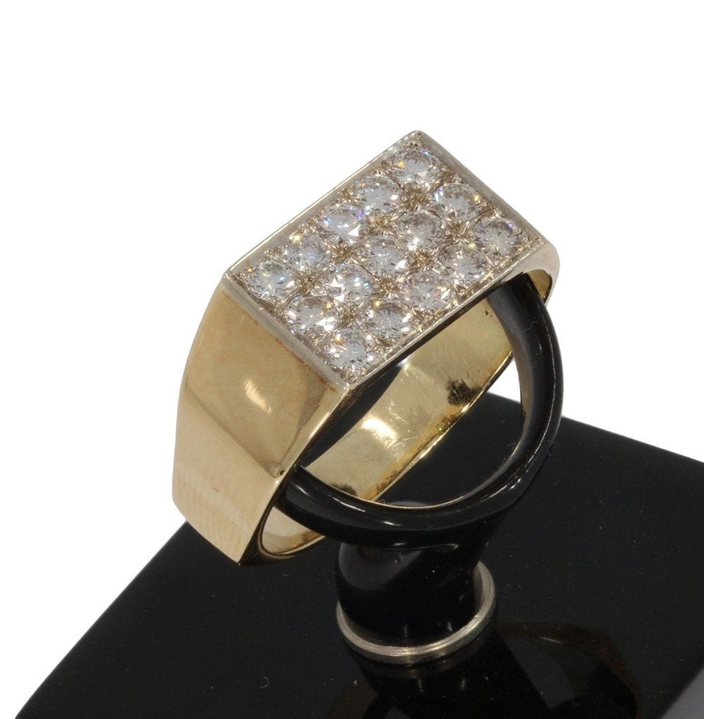 15 diamanten luxe 14k gouden zware heren ring briljant, Voordeelsieraden, 20 of groter, Verzenden, Heer