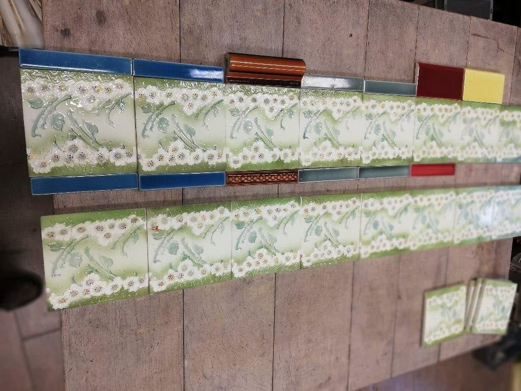 17 stuks randtegels art nouveau 15.2x15.2 cm = 260 cm, Ophalen