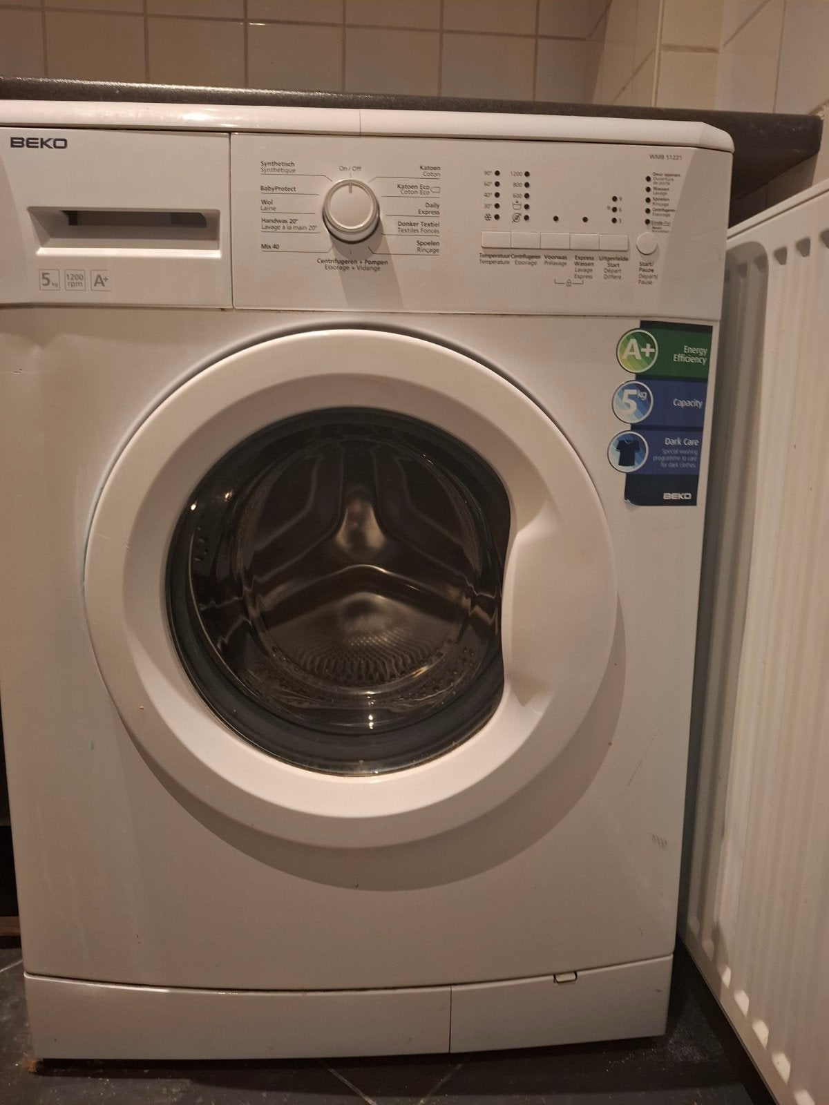 Beko WMB 51221 Wasmachine - 5kg, A+ Energieklasse, Ophalen, 1200 tot 1600 toeren, Gebruikt, 4 tot 6 kg