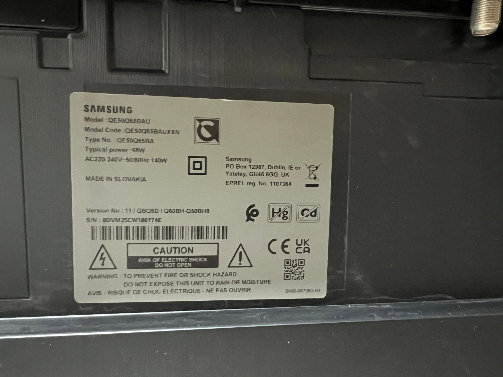 DEFECT - Samsung QE50Q65BAU QLED 4K Smart TV, Ophalen, QLED, 50 Hz, Samsung