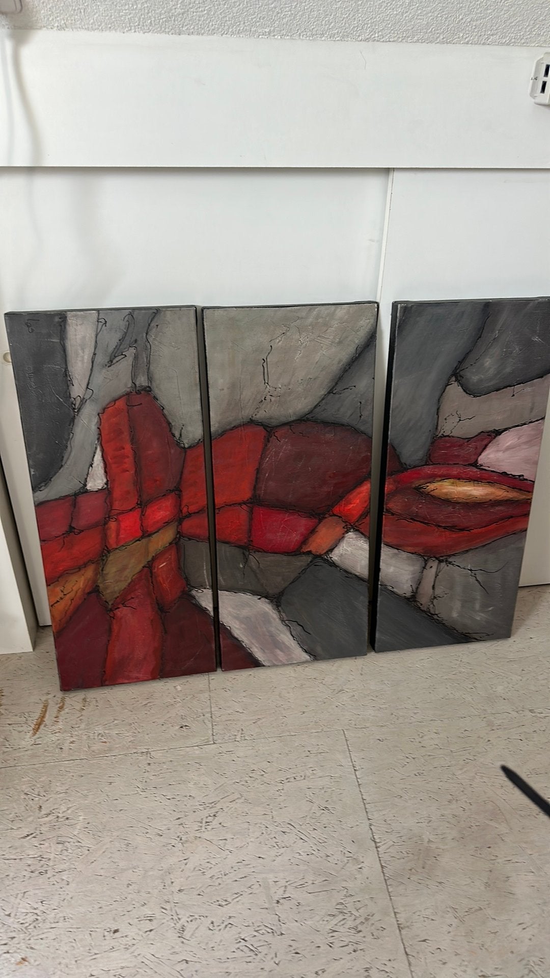3 luik geschilderd op doek 3 keer 30x70 cm, Ophalen