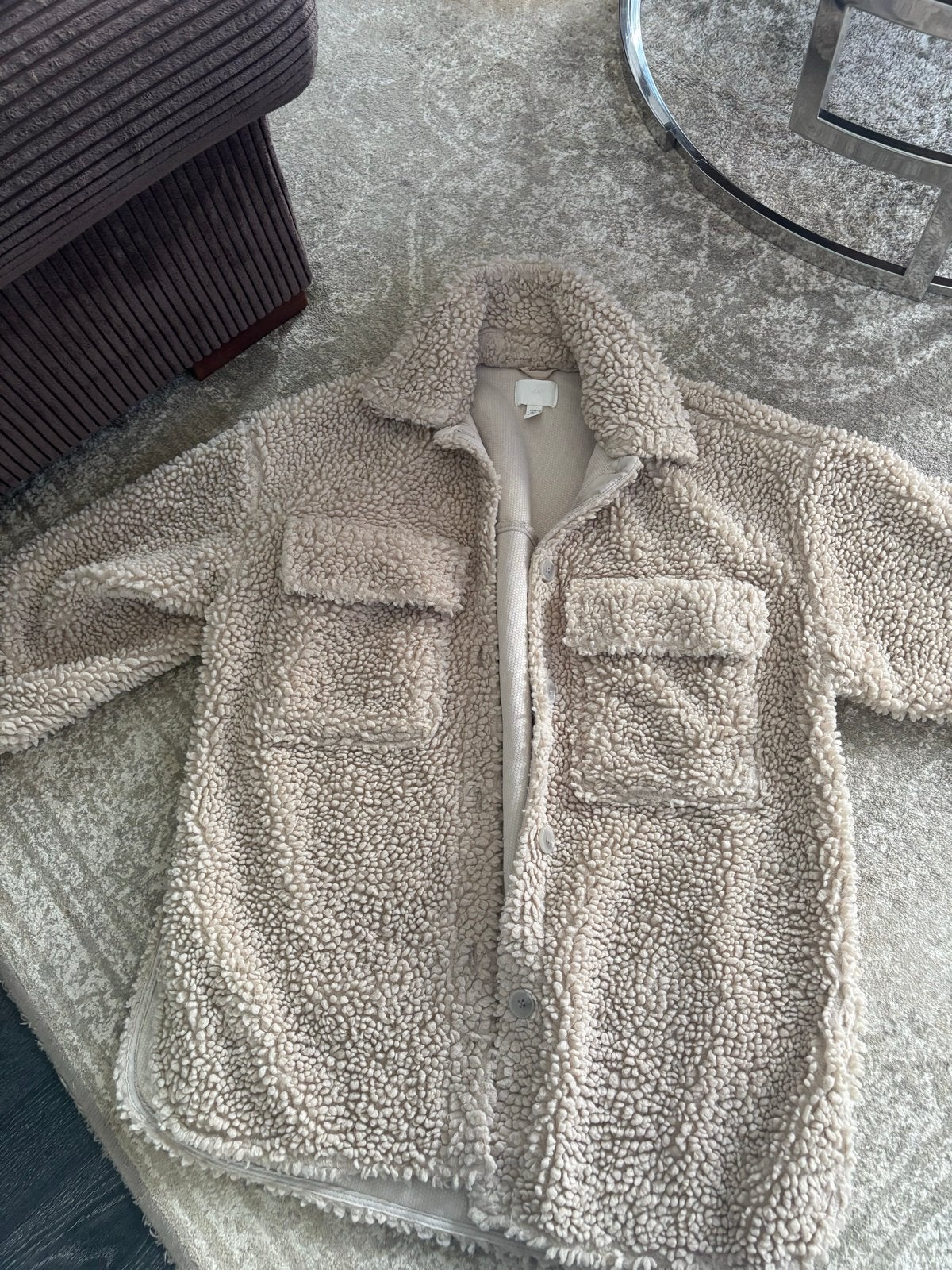 H&M Teddy Jasje/Shacket - Maat XS - Beige, Kleding | Dames, Jassen | Winter, Ophalen of Verzenden, Gedragen, Maat 34 (XS) of kleiner