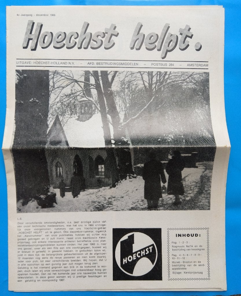 Hoechst folder en brief, Ophalen of Verzenden, Zo goed als nieuw