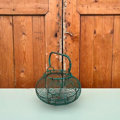 Draadmand groen metaal eiermand Frankrijk origineel brocante, Ophalen of Verzenden