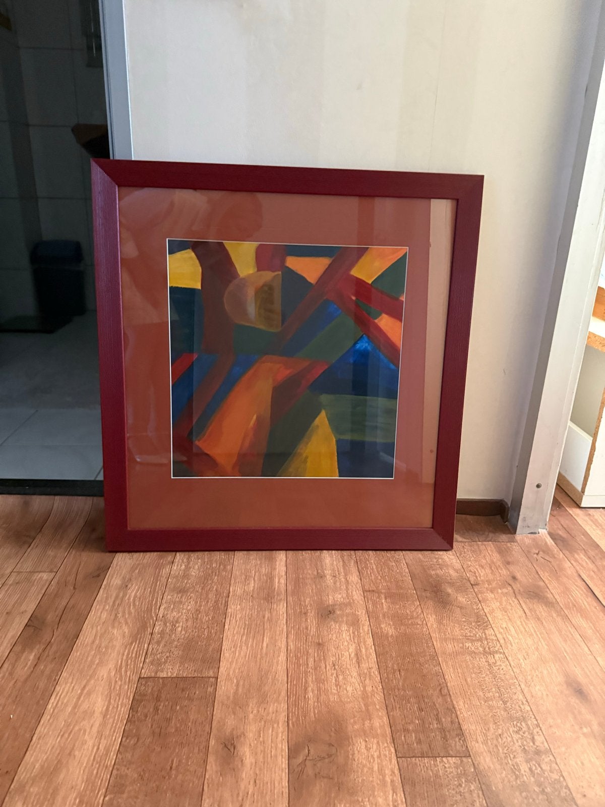 Abstract Kunstwerk in Rode Lijst, Ophalen