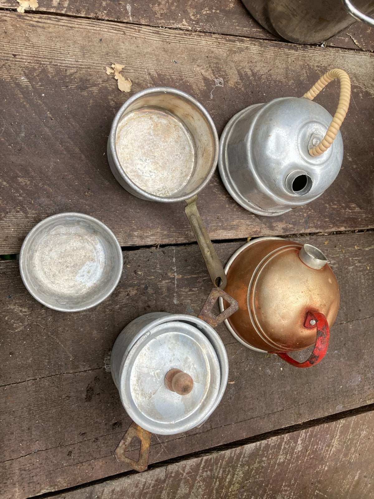 Vintage aluminium mini kookgerei set - pannen en ketels, Ophalen of Verzenden