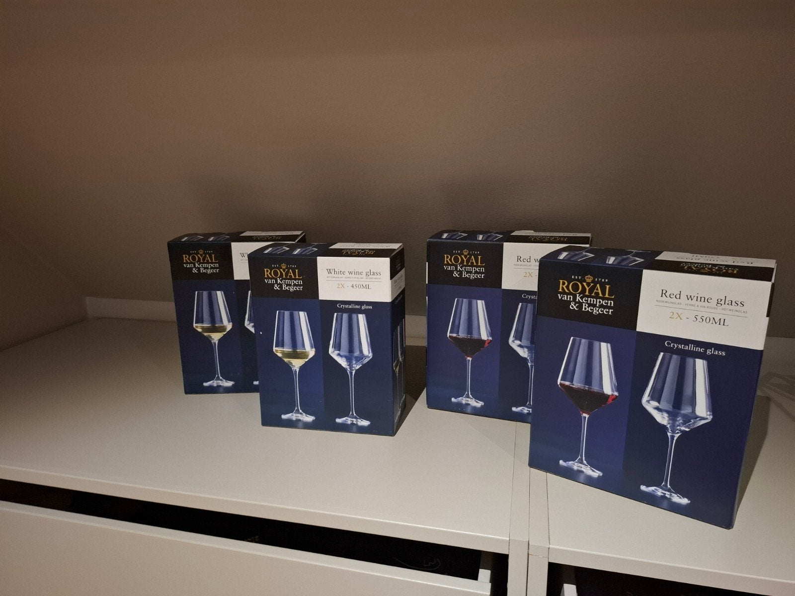 Nieuwe Royal van Kempen & Begeer wijnglazen (rood/wit), Ophalen of Verzenden, Nieuw, Glas, Overige merken