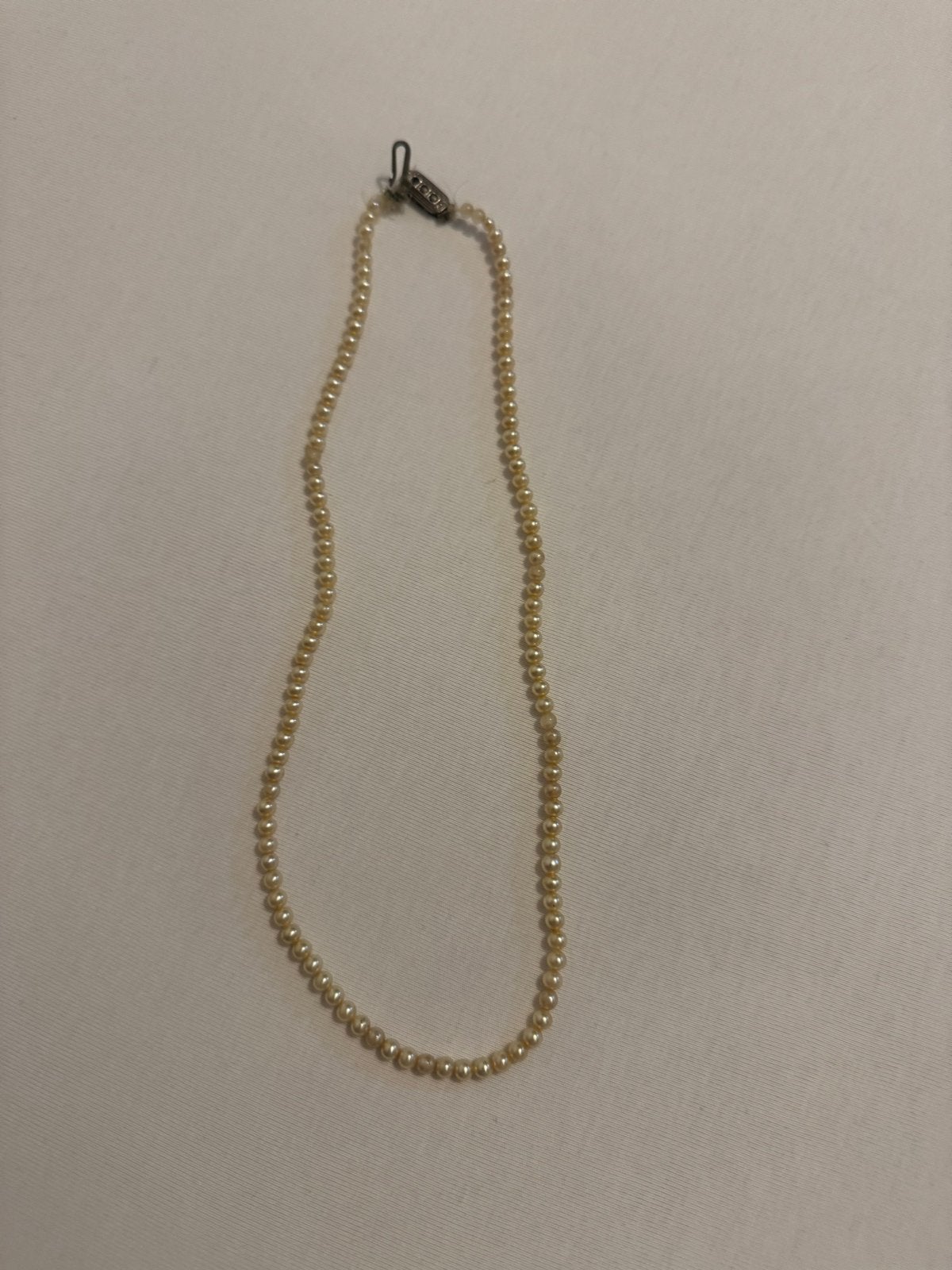 Echte parels ketting met zilveren sluiting (835), Ophalen of Verzenden, Gebruikt, Beige, Zilver