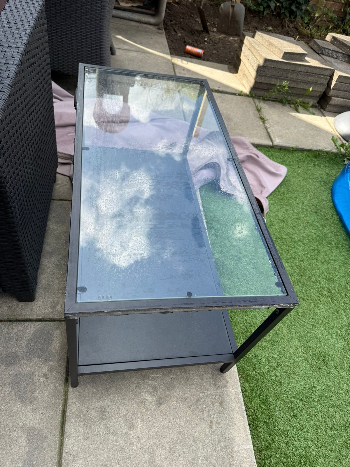 Ikea salontafel van glas, Huis en Inrichting, Ophalen, Gebruikt, 100 tot 150 cm, 50 tot 100 cm