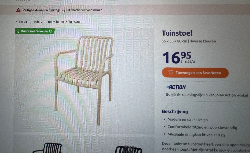 Action tuinstoelen, Ophalen, Gebruikt, Kunststof