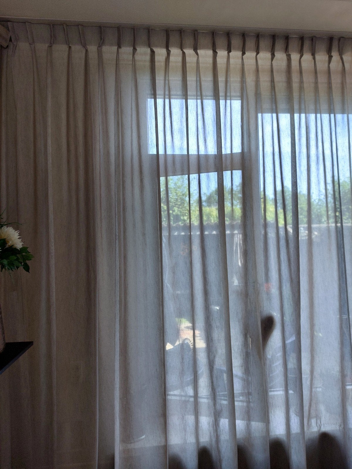 tk in betweens vitrage, Huis en Inrichting, Stoffering | Gordijnen en Lamellen, Ophalen of Verzenden, Nieuw, Beige, Vitrage