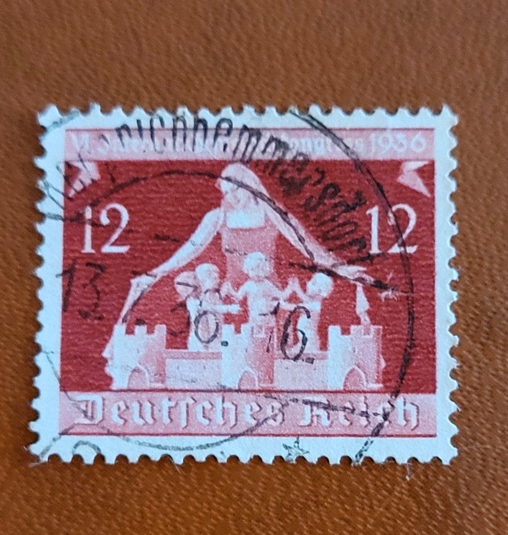 Duitse postzegel 1936, Moeder en kinderen, gestempeld, Ophalen of Verzenden