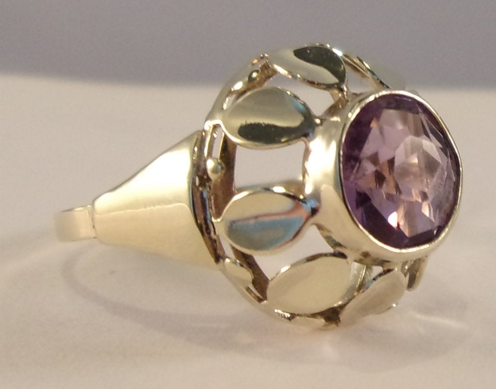 Antieke gouden damesring met Amethist, als nieuw, Sieraden, Tassen en Uiterlijk, Antieke sieraden, Verzenden, Goud, Ring, Met edelsteen