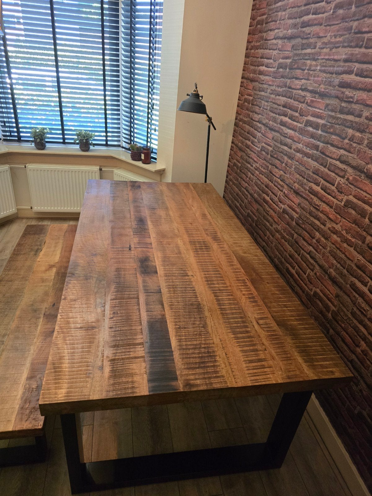 Mango Houten Eettafel + Bank  200x100x78 CM, Ophalen, 200 cm of meer, 50 tot 100 cm, Zo goed als nieuw