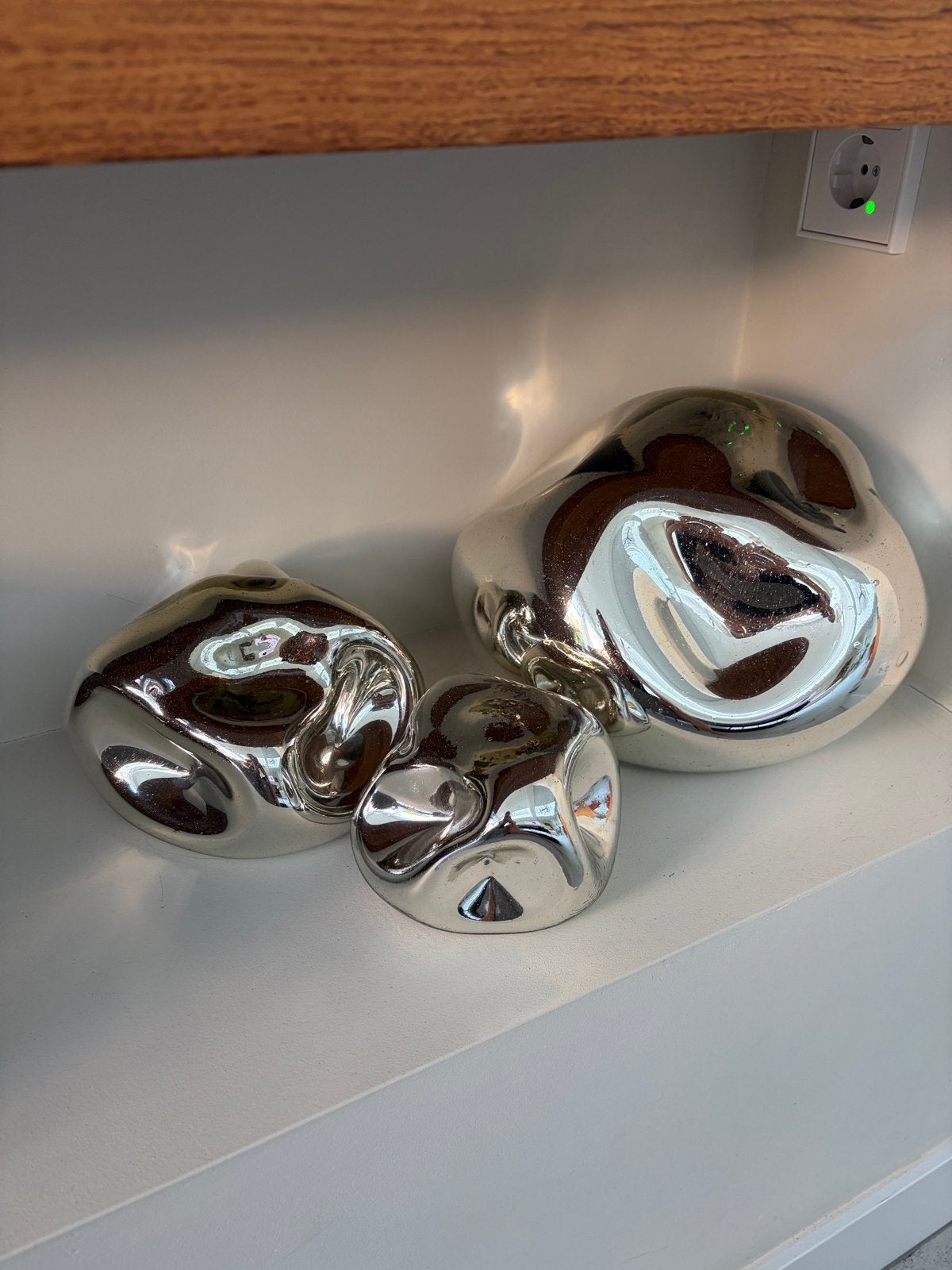 Set van 4 zilveren glazen kunst bollen, diverse formaten, Antiek en Kunst, Kunst | Designobjecten, Zilver, Object, Set, Ophalen
