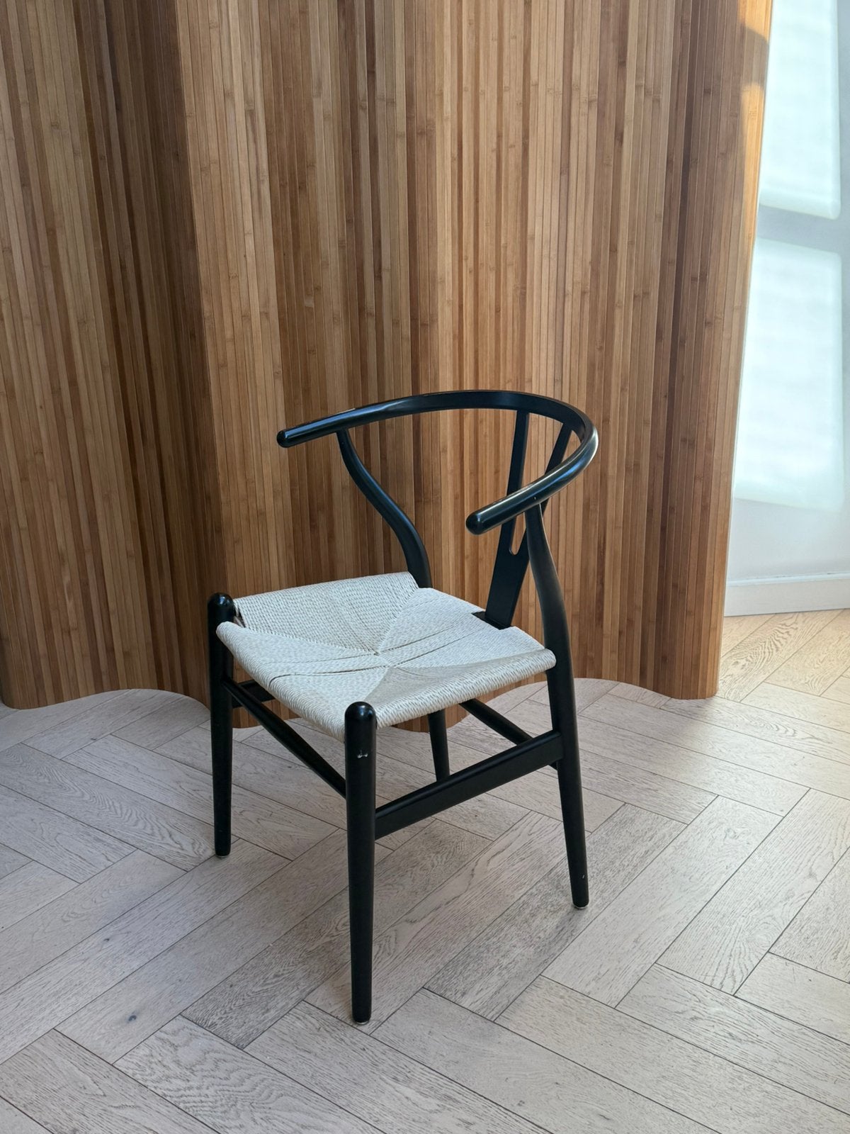 Carl Hansen CH24 Wishbone eetkamerstoel replica set van 6, Gebruikt, Zwart, Modern century, Vijf, Zes of meer stoelen