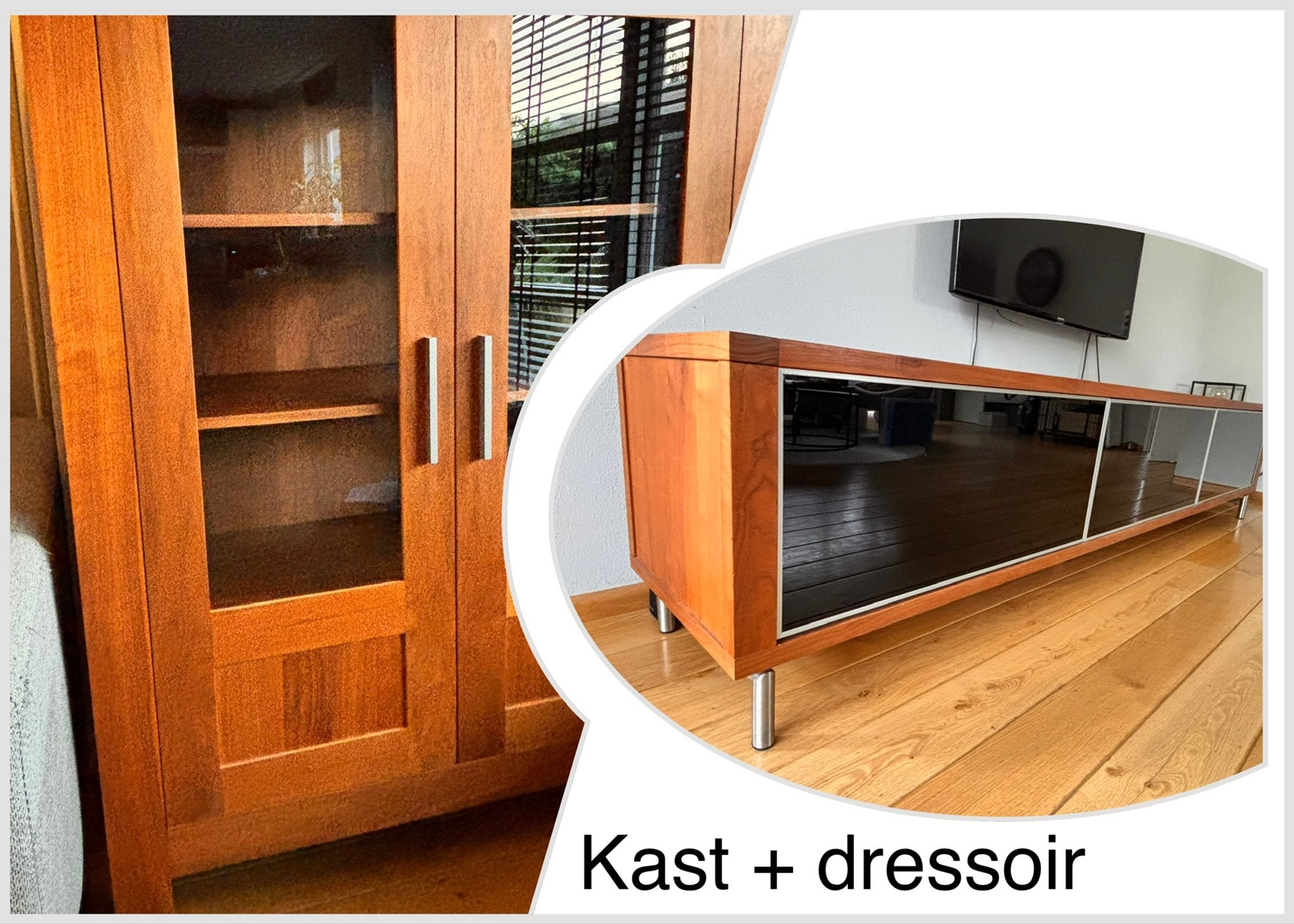Noten houten kast Goossens en dressoir van Bert Plantagie, Ophalen, Gebruikt, 200 cm of meer, 25 tot 50 cm