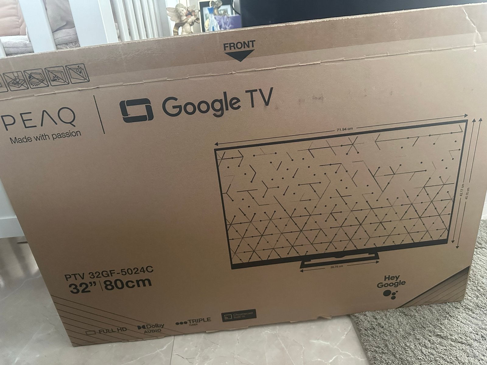 PEAQ 32" Full HD Google TV - nieuw, met bon, LED, 50 Hz, 80 tot 100 cm, Zo goed als nieuw