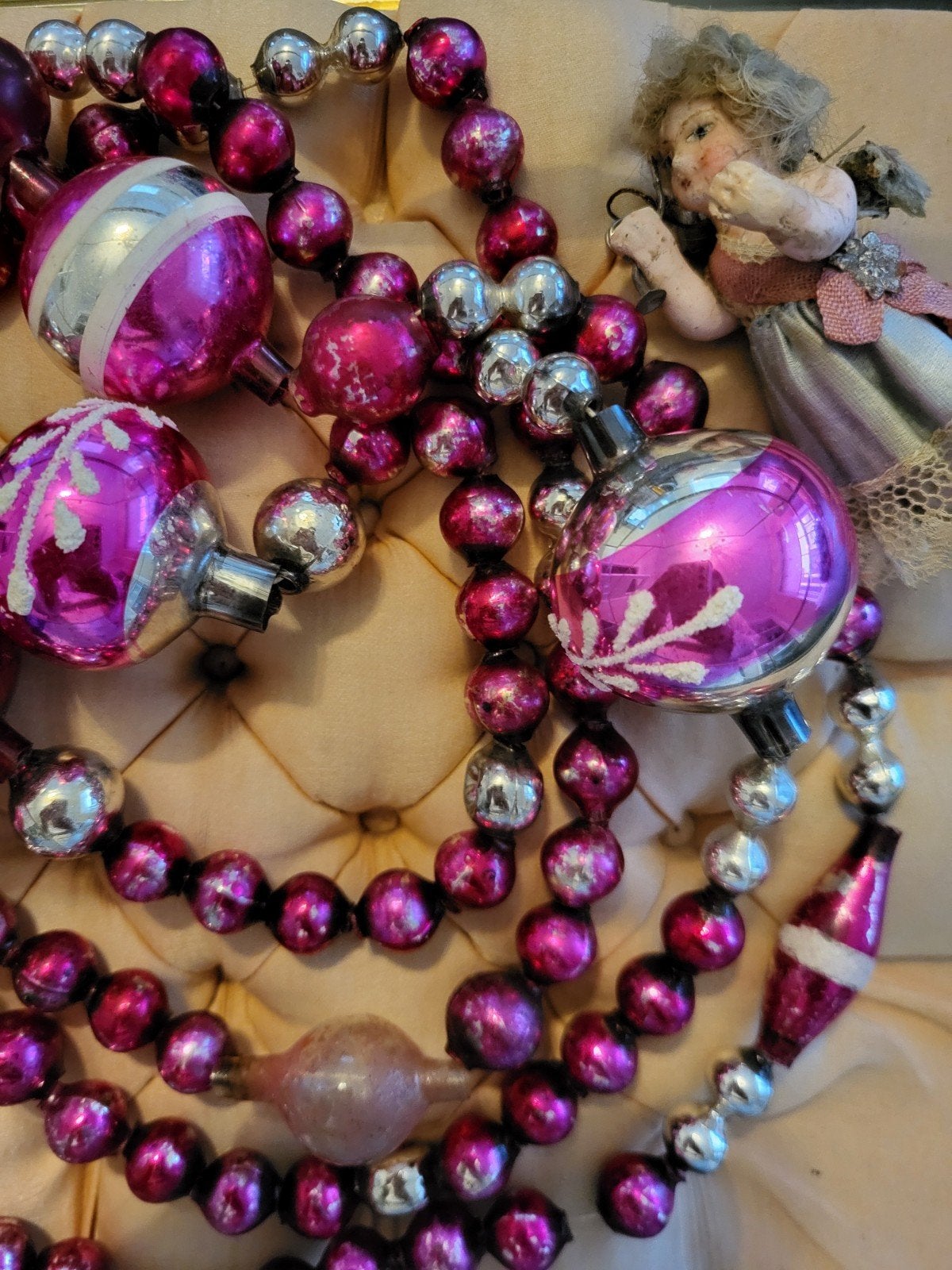 Oude kerst ketting prachtige kleur, 1.70m, Ophalen of Verzenden, Gebruikt