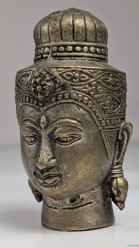 bronzen Boeddha-hoofd - Hoofd - Myanmar/Birma, Huis en Inrichting, Ophalen of Verzenden, Gebruikt
