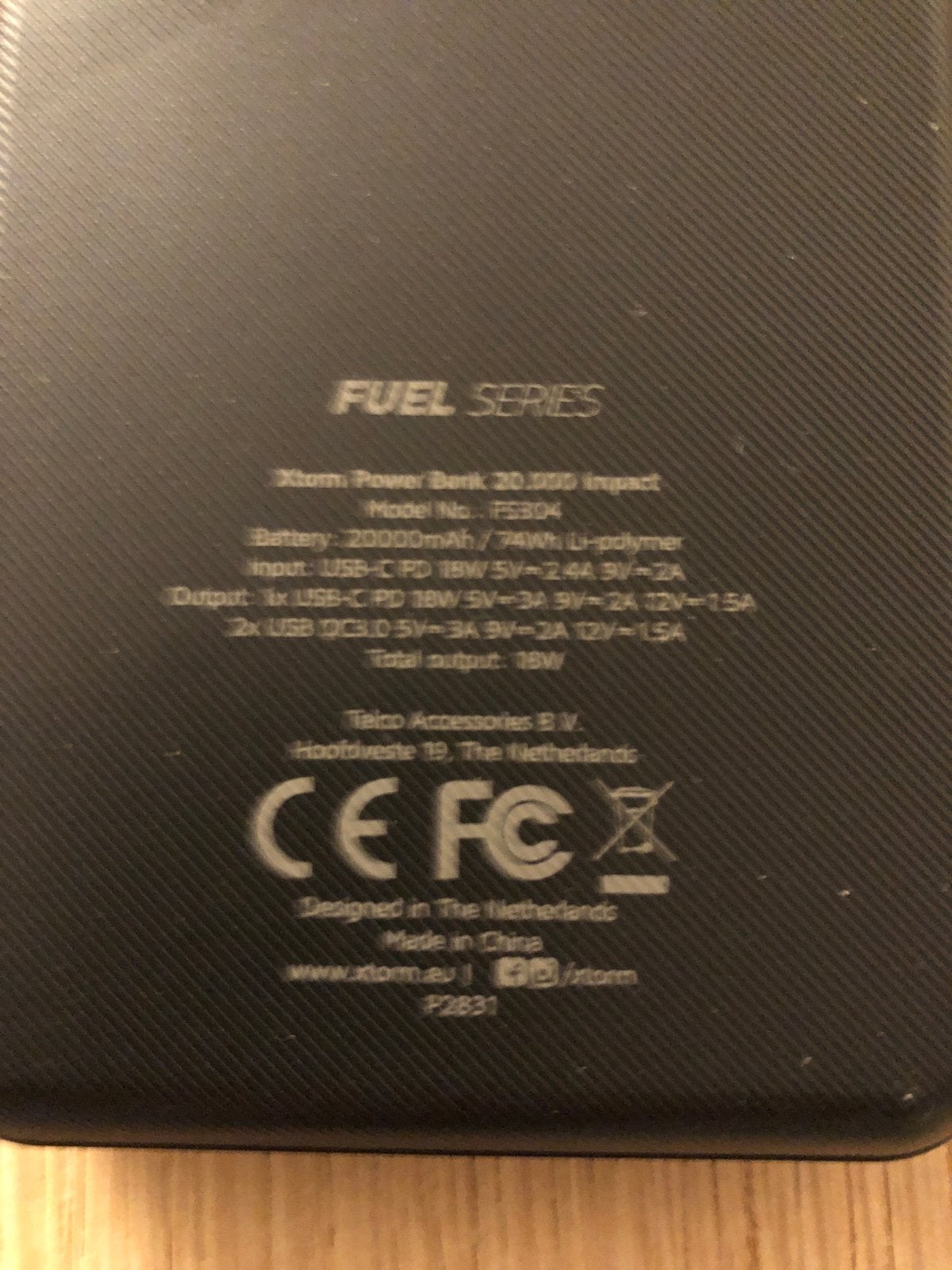 Xtorm Fuel Series 3 Power Bank 20.000 mAh - Zwart, Ophalen, Nieuw