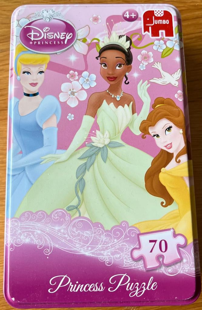puzzel van Disney met prinsessen - in blik - 70 stukjes, Hobby en Vrije tijd, Denksport en Puzzels, Ophalen of Verzenden, Minder dan 500 stukjes