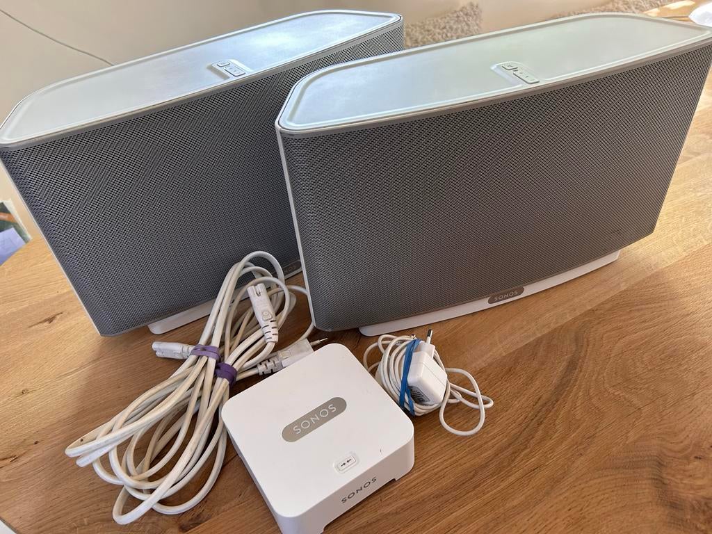 Sonos Play:5 (Gen 1) - Set van 2 met Bridge, Audio, Tv en Foto, Luidsprekers, Ophalen, Gebruikt, Sonos, 120 watt of meer