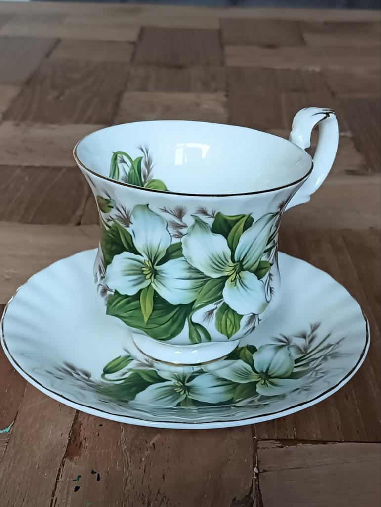 Royal Albert kop en schotel "Trillium", Ophalen, Zo goed als nieuw, Porselein, Kop en/of schotel