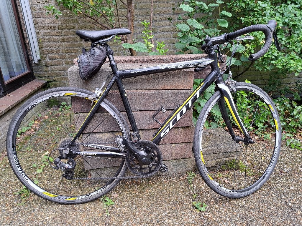 Racefiets Scott maat 53-57, Fietsen en Brommers, Fietsen | Racefietsen, 28 inch, Gebruikt, 10 tot 15 versnellingen, Velgrem