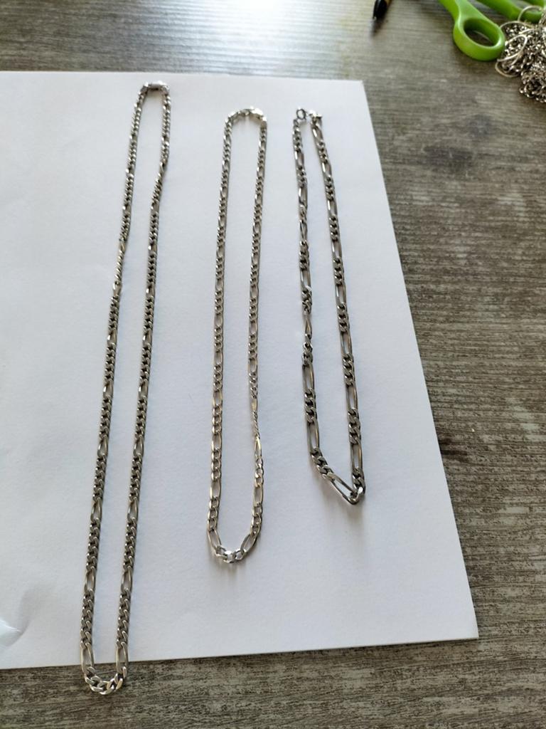 Set van 3 zilveren Figaro kettingen., Verzenden, Zilver