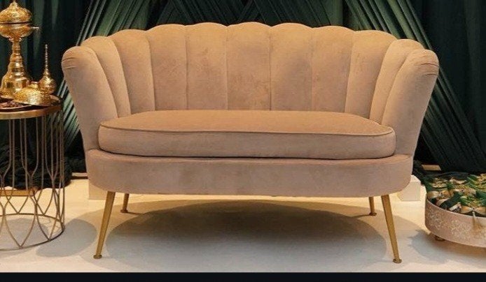 Stijlvolle Schelpvormige Tweezitsbank - Roze Velours, Huis en Inrichting, 150 tot 200 cm, Tweepersoons, 75 tot 100 cm, Ophalen of Verzenden