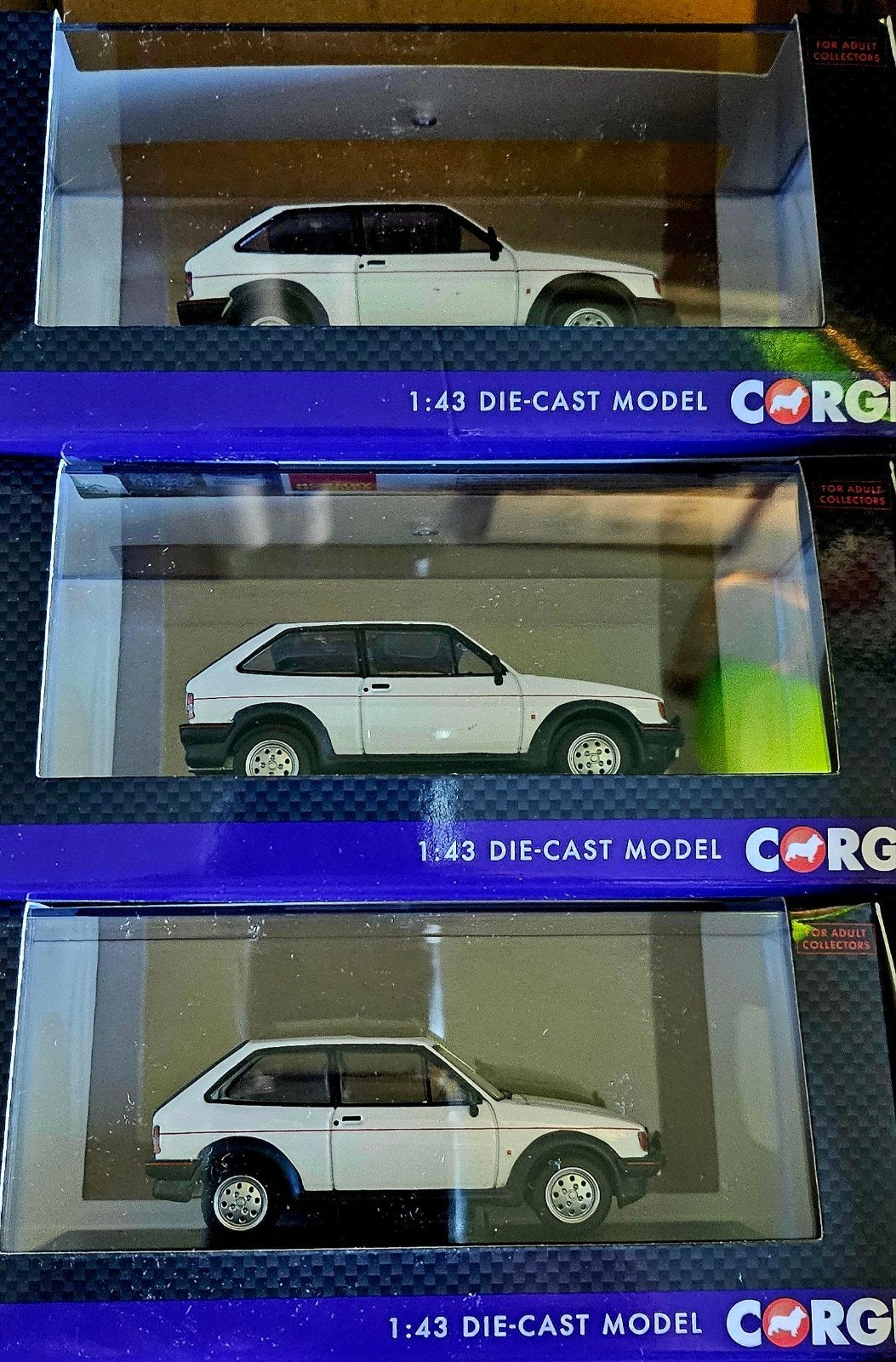 Unieke set: 3x Corgi Vanguards Ford Fiesta Mk2 XR2 (1:43) –, Hobby en Vrije tijd, Modelauto's | 1:24, Ophalen of Verzenden, Nieuw