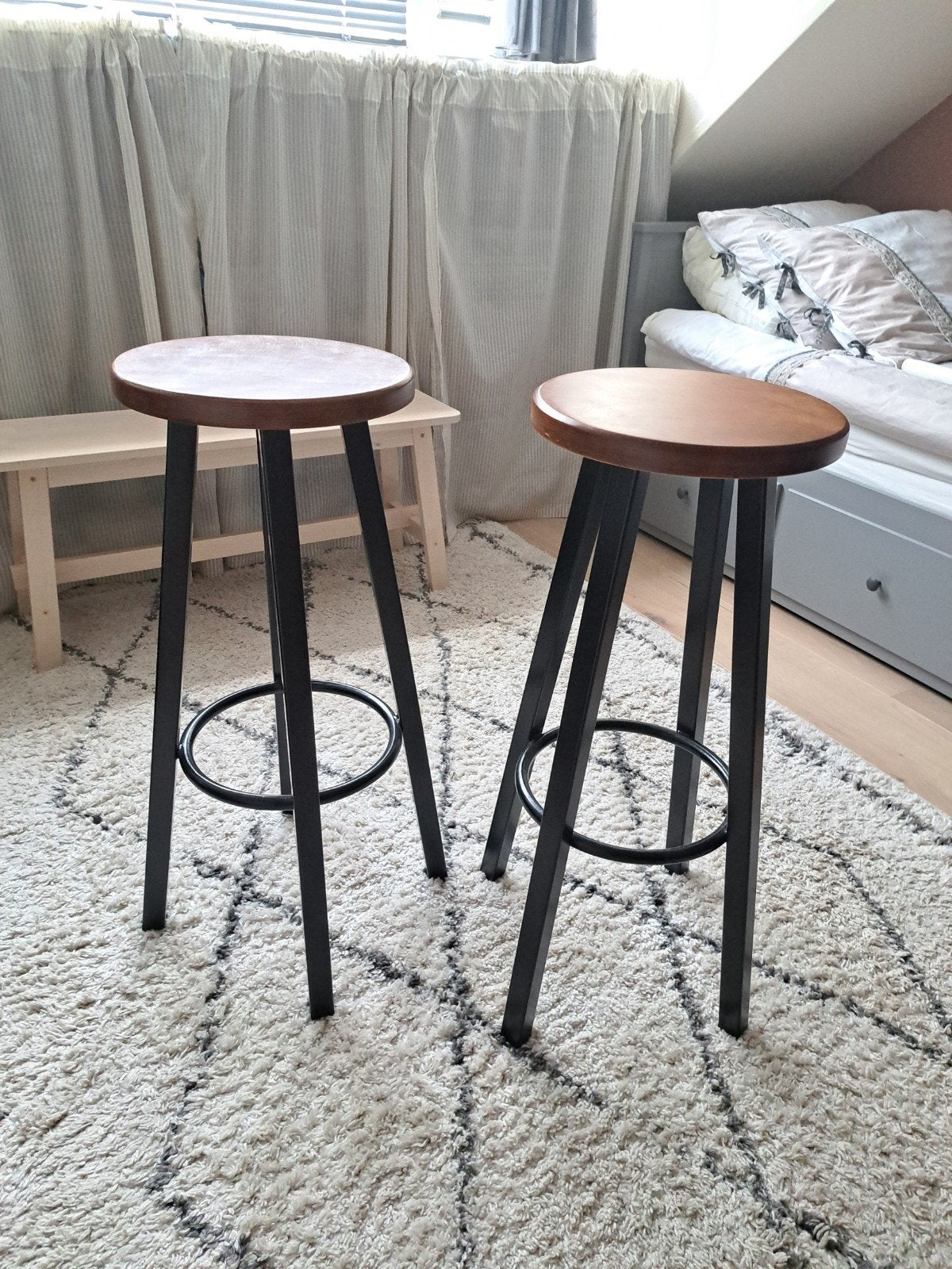 Barkrukken te koop,  2 stuks, Ophalen, 60 tot 90 cm, Zo goed als nieuw, Hout
