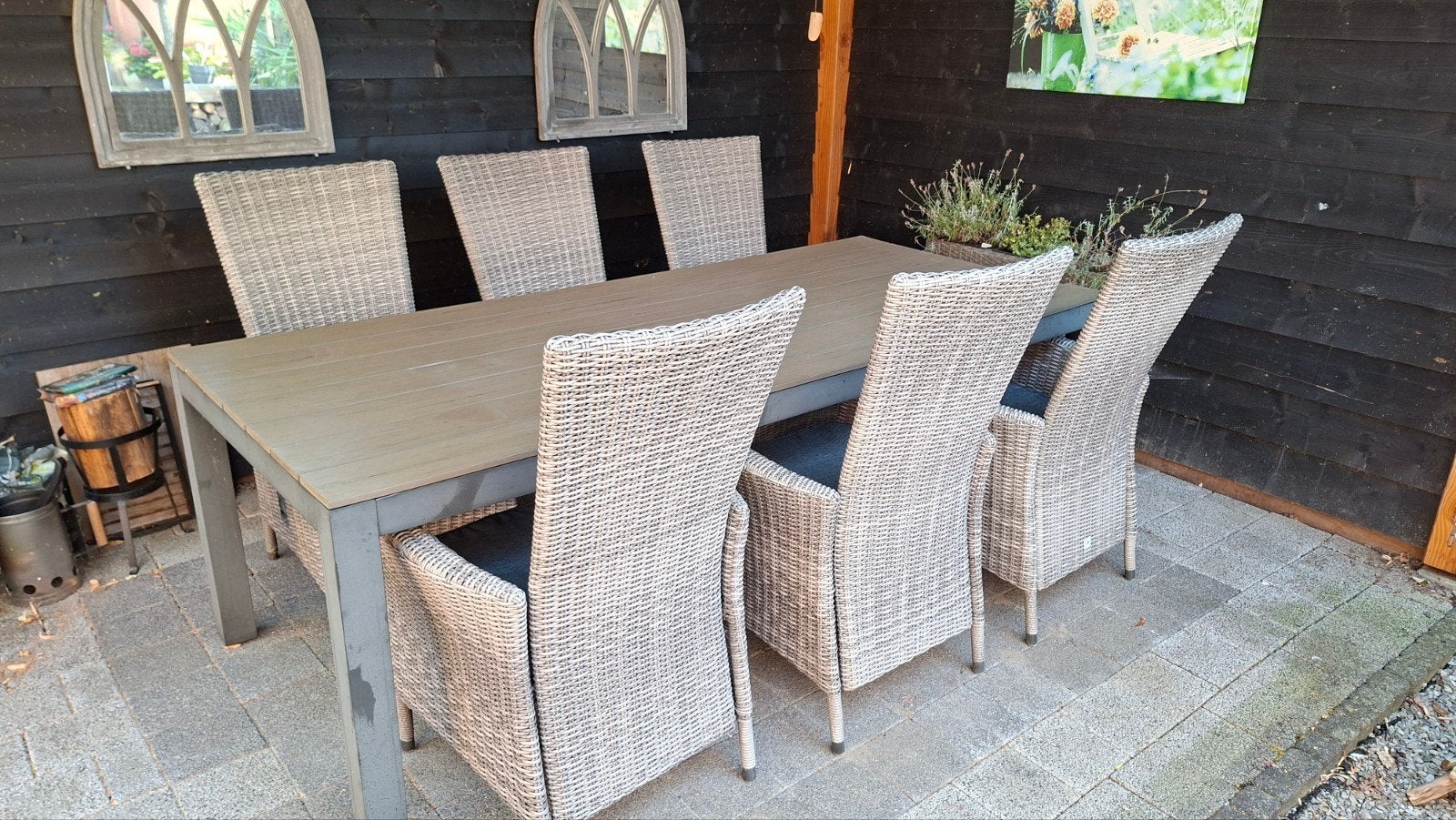 Garden Impressions dining set 100x230 cm, Ophalen, Gebruikt, 6 zitplaatsen, Wicker