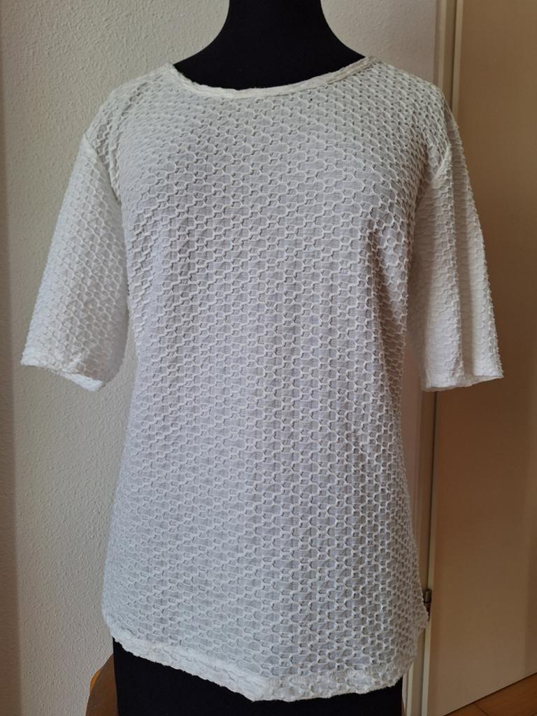 Wit shirt met structuurpatroon en korte mouwen - Sonix, Kleding | Dames, Wit, Maat 42/44 (L), Ophalen of Verzenden, Sonix