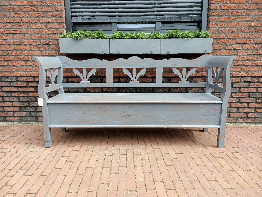 Houten klepbank landelijk – nieuw gemaakt naar oud model, Ophalen