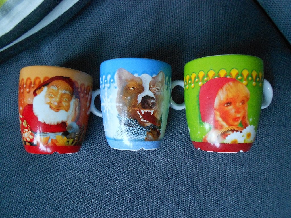 3 kleine Efteling bekertjes, Verzamelen, Efteling, Ophalen, Gebruikt, Gebruiksvoorwerp